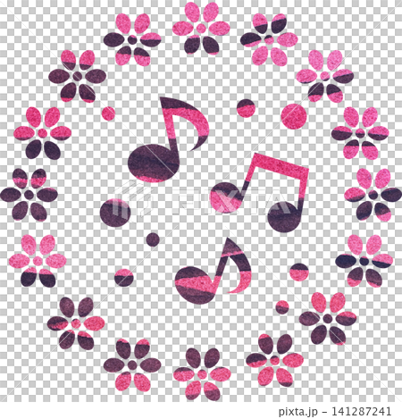 An illustration of a musical note icon with a beautiful watercolor pattern. An illustration of a musical note icon with a beautiful watercolor pattern. 141287241