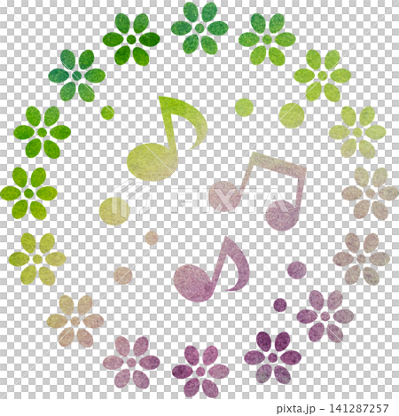 An illustration of a musical note icon with a beautiful watercolor pattern. An illustration of a musical note icon with a beautiful watercolor pattern. 141287257