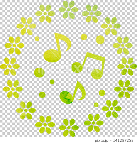 An illustration of a musical note icon with a beautiful watercolor pattern. An illustration of a musical note icon with a beautiful watercolor pattern. 141287258