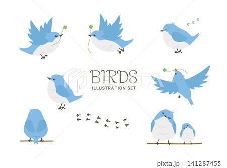 青い鳥のイラストセット 青い鳥のイラストセット 141287455
