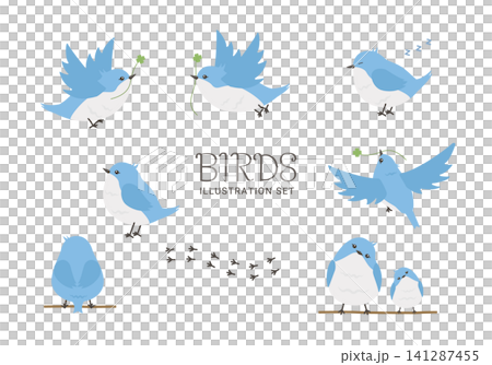 青い鳥のイラストセット 青い鳥のイラストセット 141287455