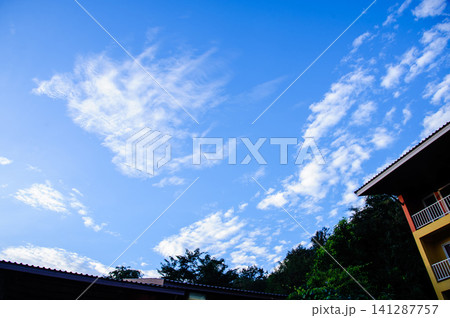 vivid blue sky with clouds 141287757