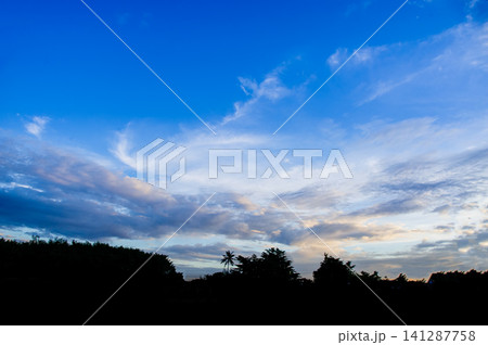vivid blue sky with clouds vivid blue sky with clouds 141287758