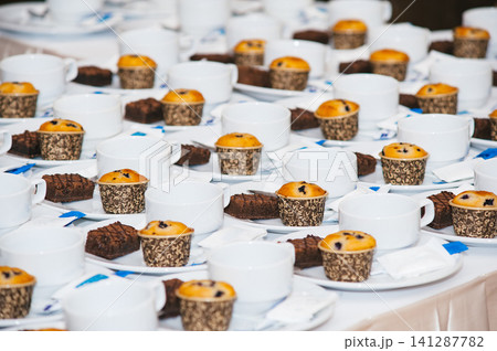 line of coffee break with cupcake line of coffee break with cupcake 141287782