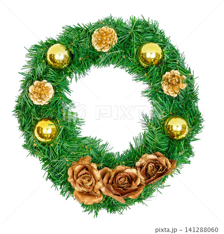 christmas tree and decorations on white background 141288060