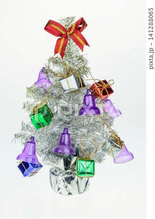 christmas tree and decorations on white background 141288065