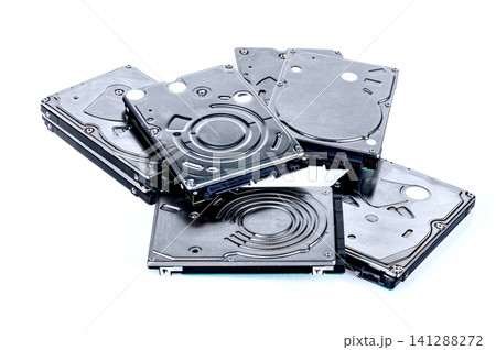 tons of non-function harddisk on white background tons of non-function harddisk on white background 141288272
