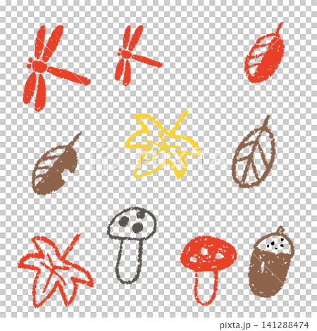 Cute Autumn Hand-Drawn Line Art Illustration Set Cute Autumn Hand-Drawn Line Art Illustration Set 141288474