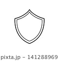 シンプルなモノクロのエンブレム風フレームのイラスト 141288969