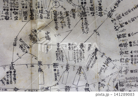 伊香保関所に展示される江戸時代の街道地図 141289083