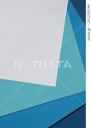 It is a background of various colored drawing papers in shades of blue. 141289144
