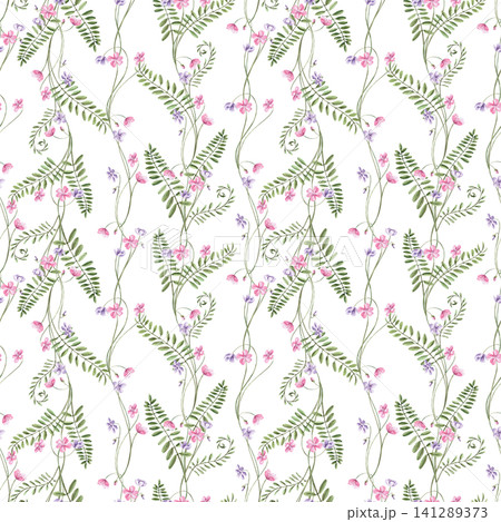 Delicate bouquets of wildflowers on a dark background in a seamless pattern. Creates a delicate atmosphere. Ideal for fabric design, packaging, cards, home decor prints, and fashion blogs. Delicate bouquets of wildflowers on a dark background in a seamless pattern. Creates a delicate atmosphere. Ideal for fabric design, packaging, cards, home decor prints, and fashion blogs. 141289373