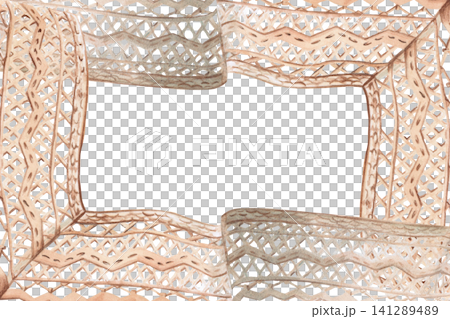 A lace tablecloth in a rectangular frame. This isolated watercolor illustration is perfect for invitations, cards, wedding decor, nature blogs, and crafts. A lace tablecloth in a rectangular frame. This isolated watercolor illustration is perfect for invitations, cards, wedding decor, nature blogs, and crafts. 141289489