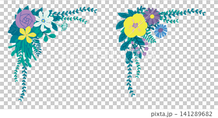 A touch of floral and plant-based decoration. Cool colors to evoke a sense of freshness. A touch of floral and plant-based decoration. Cool colors to evoke a sense of freshness. 141289682
