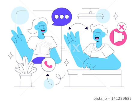 Sign Language Daily Interaction Illustration Featuring Deaf Communication, Hand Gestures, Accessibility Support, and Everyday Social Connection Sign Language Daily Interaction Illustration Featuring Deaf Communication, Hand Gestures, Accessibility Support, and Everyday Social Connection 141289685