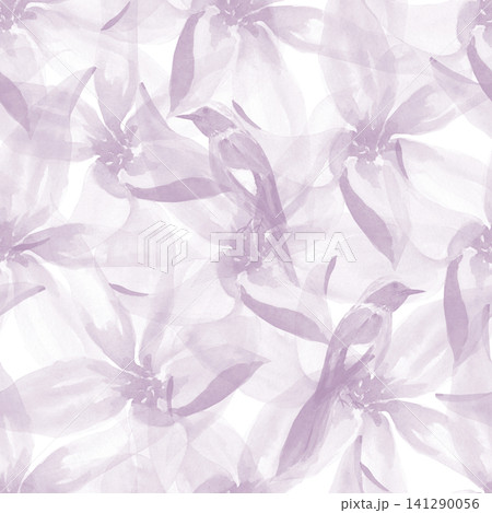 serene birds perched on purple and white flowers in a natural floral background with a top-down perspective on paper-like texture material, nature and wildlife design. serene birds perched on purple and white flowers in a natural floral background with a top-down perspective on paper-like texture material, nature and wildlife design. 141290056