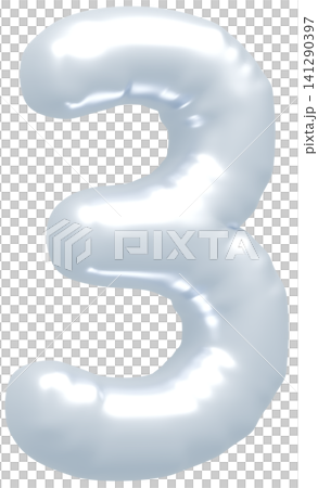 3D画像_風船_3_シルバー 3D画像_風船_3_シルバー 141290397