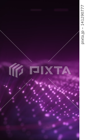 Abstract purple data wave with glowing particles, soft bokeh dots, and futuristic digital technology background. Abstract purple data wave with glowing particles, soft bokeh dots, and futuristic digital technology background. 141290777
