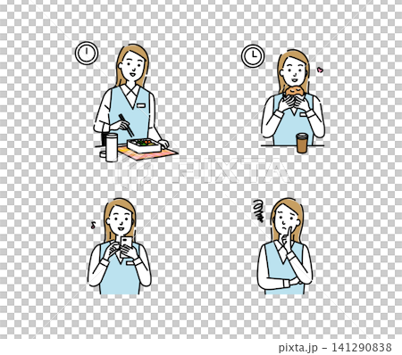 Various expressions of young women working in an office Various expressions of young women working in an office 141290838