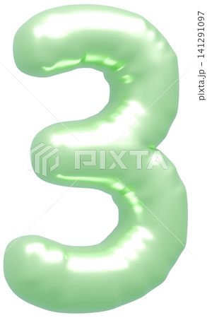 3D画像_風船_3_黄緑 3D画像_風船_3_黄緑 141291097