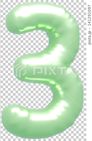 3D画像_風船_3_黄緑 3D画像_風船_3_黄緑 141291097