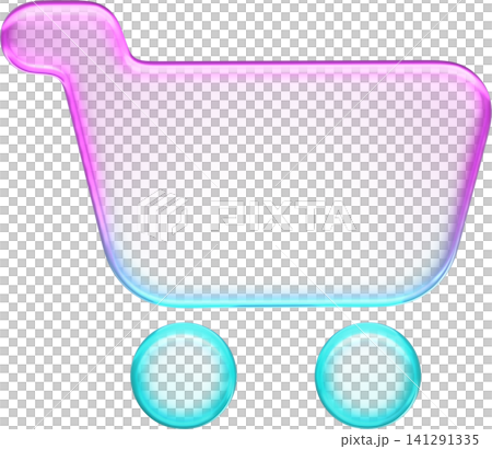 Pastel holographic shopping cart icon with smooth pink and cyan neon soft gradient. Translucent fluid glossy design element suited for online store market checkout button Pastel holographic shopping cart icon with smooth pink and cyan neon soft gradient. Translucent fluid glossy design element suited for online store market checkout button 141291335