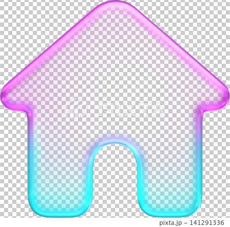 Pastel holographic house icon with smooth pink and cyan neon soft gradient. Translucent fluid glossy design element suited for real estate or homepage navigation button Pastel holographic house icon with smooth pink and cyan neon soft gradient. Translucent fluid glossy design element suited for real estate or homepage navigation button 141291336