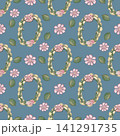 Seamless pattern of flower and Border flower pastel color style cute background blue, Hand drawn watercolor illustration. For paper, textiles and seasonal fabric. 141291735