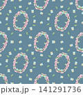 Seamless pattern of flower and Border flower pastel color style cute background blue, Hand drawn watercolor illustration. For paper, textiles and seasonal fabric. 141291736