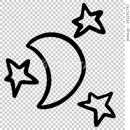 Hand drawn outline of moon and stars for kid colouring book, art, painting, decoration, cartoon character, comic, mascot, sky and cloud, tattoo, sticker, shirt print, icon, good night, sleep tight Hand drawn outline of moon and stars for kid colouring book, art, painting, decoration, cartoon character, comic, mascot, sky and cloud, tattoo, sticker, shirt print, icon, good night, sleep tight 141291743