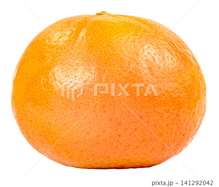 Vibrant ripe tangerine fruit isolated. Close up shot of whole clementine with textured skin and bright orange color. Healthy food concept for organic produce and nutrition. 141292042