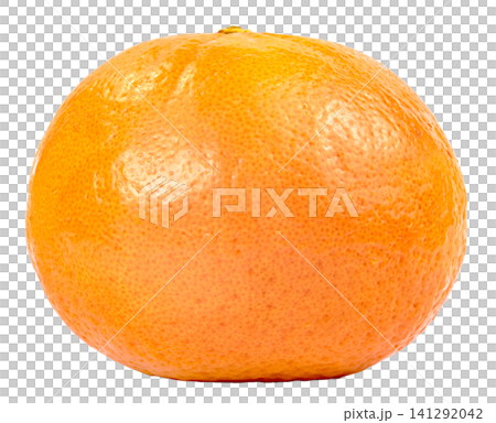 Vibrant ripe tangerine fruit isolated. Close up shot of whole clementine with textured skin and bright orange color. Healthy food concept for organic produce and nutrition. 141292042