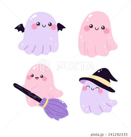 Cute pastel Halloween ghost character 141292335