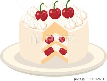 a cherry cream layer cake. Cherry Cake with Whipped Cream and Fresh Cherry Filling 141292631