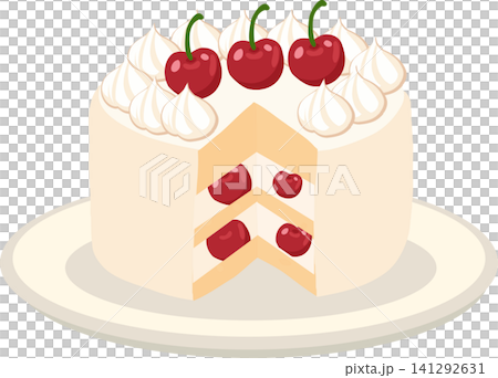 a cherry cream layer cake. Cherry Cake with Whipped Cream and Fresh Cherry Filling 141292631