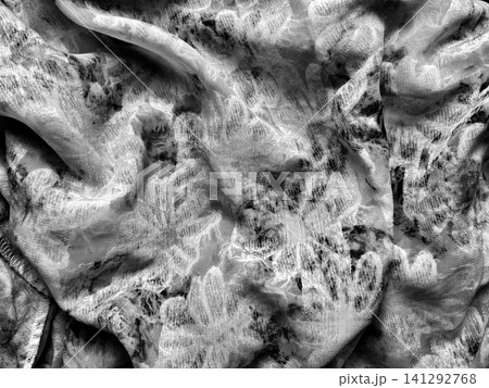 monochrome sheer fabric texture creates organic shadows on creased botanical pattern silk cloth monochrome sheer fabric texture creates organic shadows on creased botanical pattern silk cloth 141292768