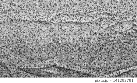 vintage monochrome floral fabric background showcases textured ditsy print cotton textile with delicate wrinkled folds 141292791