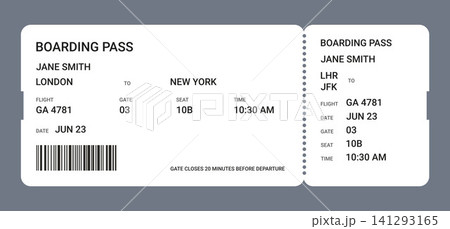 Boarding Pass Template in minimal style for travel, airline, airport, booking, and design. Vector Airline Ticket Boarding Pass Template in minimal style for travel, airline, airport, booking, and design. Vector Airline Ticket 141293165