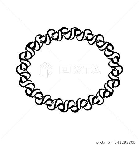 Oval ribbon frame with decorative knit knot and boarder alongside. Circle rope for western themes and rectangle lasso. Vintage style isolated nautical elements like thin stroke cord. 141293809