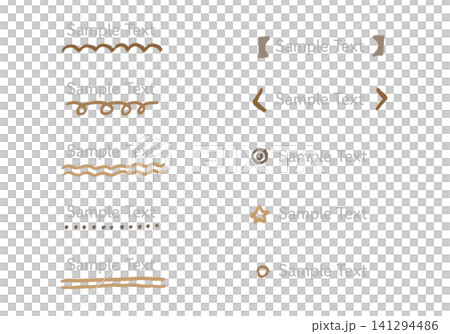 Hand-drawn, doodle-style, natural brown color, brown heading, embellishment, decoration set, vector material 2 Hand-drawn, doodle-style, natural brown color, brown heading, embellishment, decoration set, vector material 2 141294486
