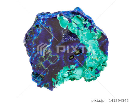 Azurite Malachite Mineral Specimen on White Background Azurite Malachite Mineral Specimen on White Background 141294543