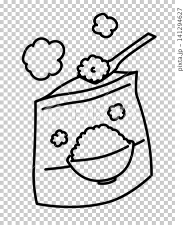 非常食のパックご飯_線画 非常食のパックご飯_線画 141294627