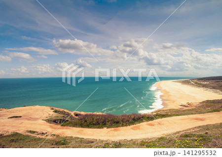 Atlantic ocean, beach in Nazare, Portugal, Europe 141295532