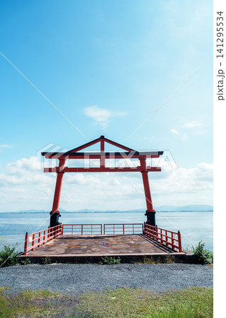 琵琶湖畔、日吉大社の合掌鳥居　七本柳鳥居 141295534
