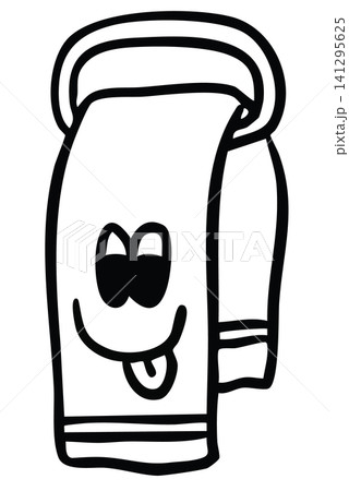 Hand drawn outline of hanging towel cartoon for kid colouring book, toiletry, bathroom, office workers, house, vanity, lifestyle, morning routine, washroom, cleaning, department store, grocery, comic Hand drawn outline of hanging towel cartoon for kid colouring book, toiletry, bathroom, office workers, house, vanity, lifestyle, morning routine, washroom, cleaning, department store, grocery, comic 141295625