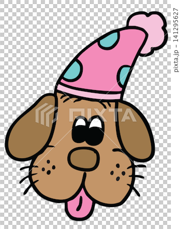 Hand drawn brown puppy wearing beanie hat for bed time, dog cartoon, characters, comic, mascot, standee, sticker, pet shop, vet, animal, home decor, house, yard, playtime, plush toy, kid doll, woof 141295627