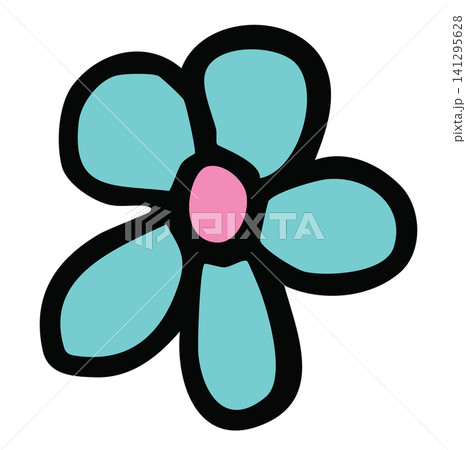 Hand drawn blue flower cartoon for floral print, sticker, nature, garden, spring, summer vibes, plants, tree, blossom, blooming, home backyard, picnic, park, outdoors, home, house, cute patch, pin Hand drawn blue flower cartoon for floral print, sticker, nature, garden, spring, summer vibes, plants, tree, blossom, blooming, home backyard, picnic, park, outdoors, home, house, cute patch, pin 141295628