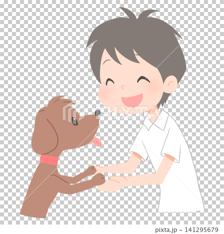楽しそうに笑う犬と人間のイラスト 楽しそうに笑う犬と人間のイラスト 141295679