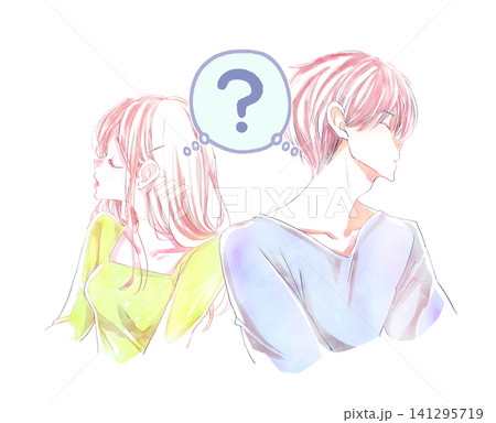 お互いに疑問を持つ男女 はてなマーク お互いに疑問を持つ男女 はてなマーク 141295719