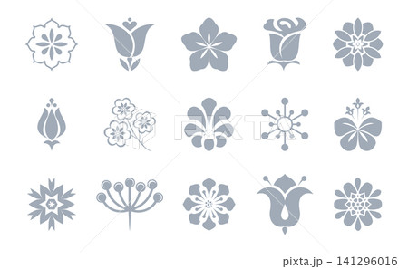 Flower icons set. Isolated elements for design. Vector graphics. Flower collection 141296016